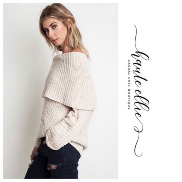 BEAUX- Dolman Fold Over Sweater - Picture 1 of 6